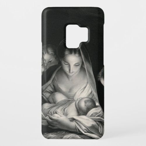 Nativity Baby Jesus Virgin Mary Angels Black White Case_Mate Samsung Galaxy S9 Case