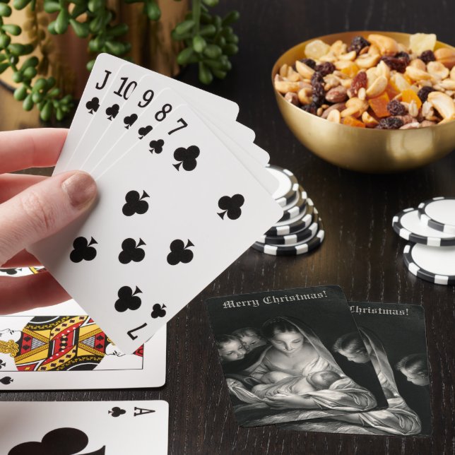 Nativity Baby Jesus Virgin Mary Angels Christmas Poker Cards (In Situ)