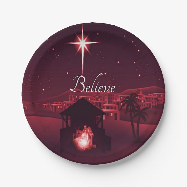 Nativity Believe Paper Plates (Front)