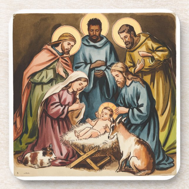 Nativity birth of jesus beverage coaster (Front)