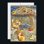 Nativity Birth of Jesus  Save The Date<br><div class="desc">Card featuring Giotto’s fresco The Nativity (c. 1304). The Virgin Mary holds the newborn baby Jesus as angels above rejoice. Shepherds and their animals surround the stable. A touching gift for Christmas and religious celebration.</div>