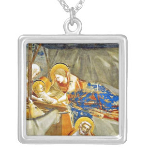 Nativity Birth of Jesus Silver Plated Necklace