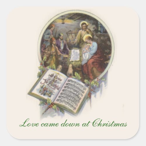 Nativity Blessed Mother Baby Jesus Music Square Sticker