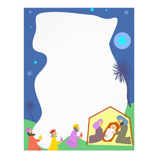 Nativity Border Custom Letterhead | Zazzle