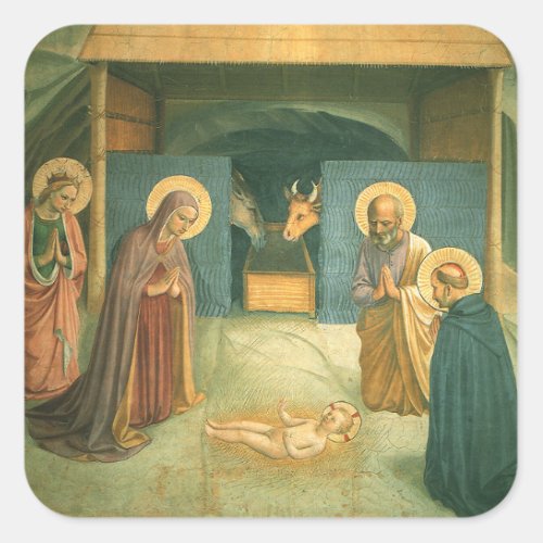 Nativity by Fra Angelico Square Sticker