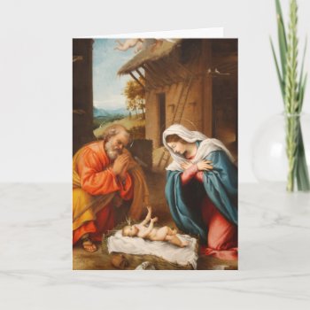 Nativity By Lorenzo Lotto Holiday Card by dmorganajonz at Zazzle