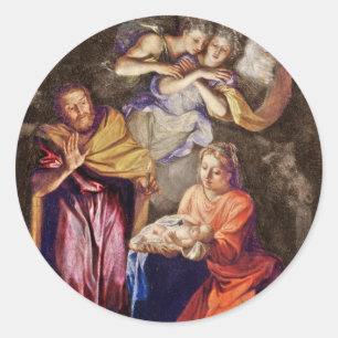 Nativity by Noel Coypel Classic Round Sticker