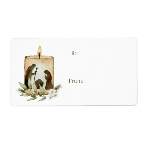 Nativity Candle Gift Tag Sticker