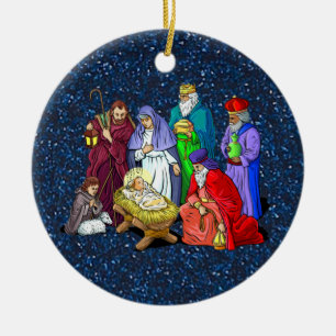 nativity ceramic ornament