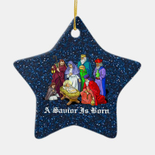 nativity ceramic ornament