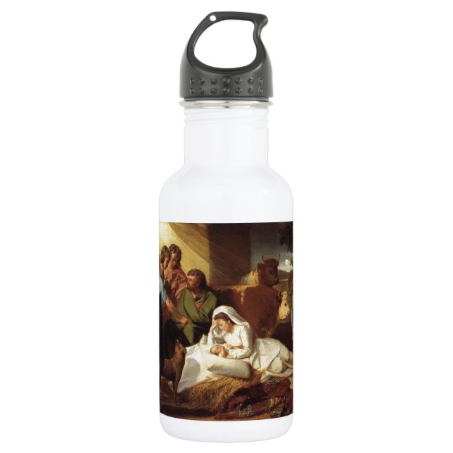 Nativity Christ Baby Jesus Christianity Scripture Water Bottle (Front)