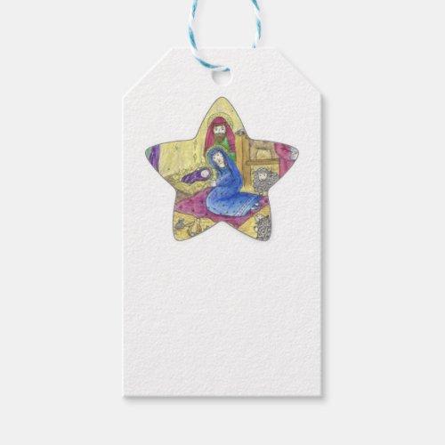 Nativity Christmas Baby Jesus Mary  in a manger Gift Tags