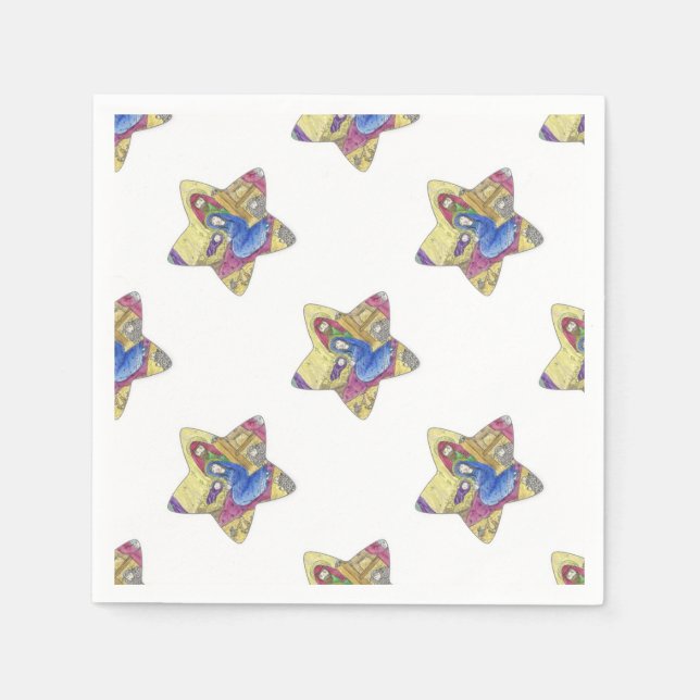 Nativity Christmas: Baby Jesus, Mary  in a manger Napkins (Front)