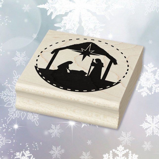 Nativity Christmas Baby Jesus Square Wood Rubber Stamp (Creator Uploaded)