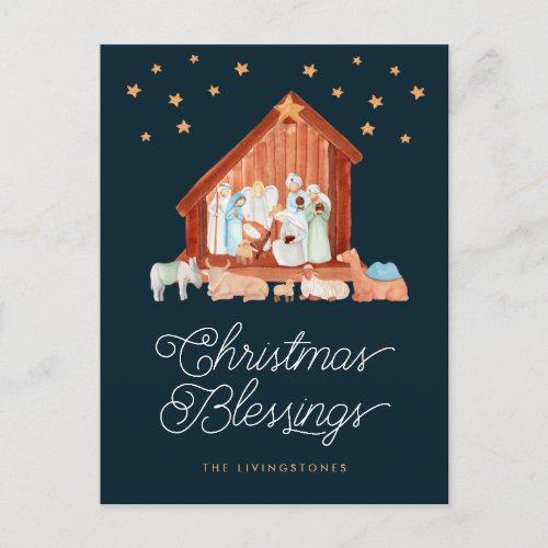 Nativity Christmas Blessings Photo Religious Holiday Postcard