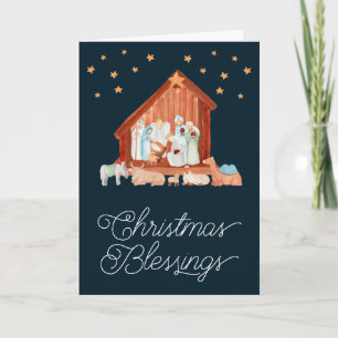 Nativity Christmas Blessings Religious Holiday Card