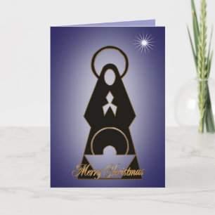 Nativity Christmas card Modern design blue