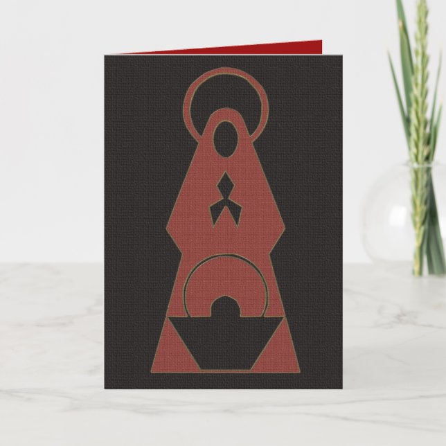 Nativity Christmas card Modern design red black (Front)