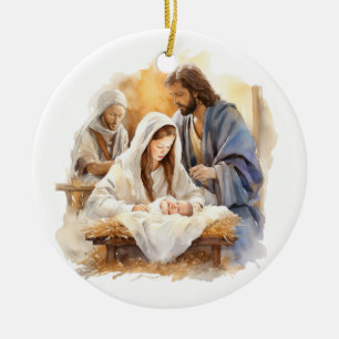 Nativity Christmas   Ceramic Ornament