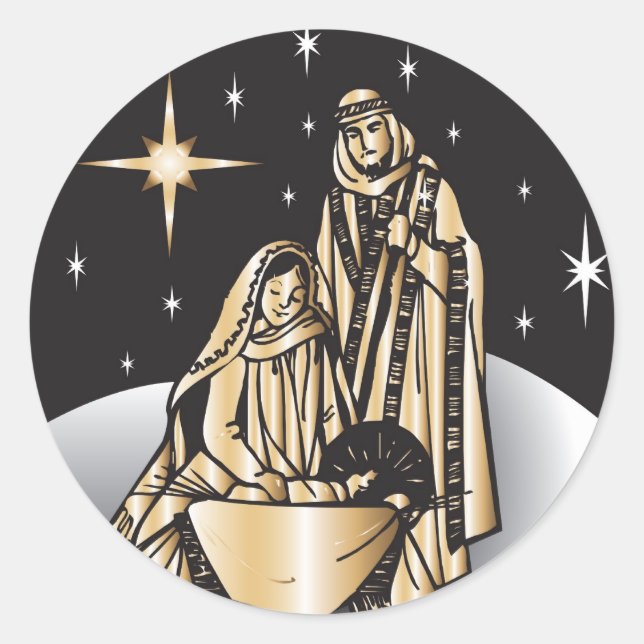 Nativity Christmas Classic Round Sticker (Front)