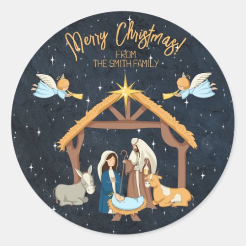 Nativity Christmas Classic Round Sticker