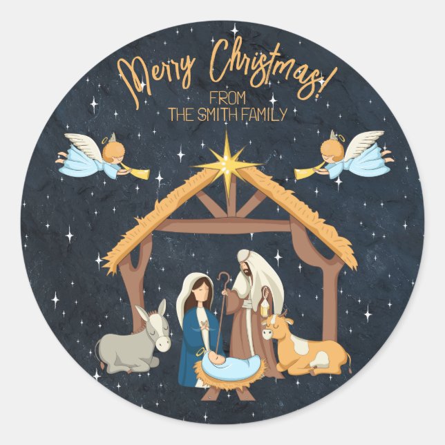Nativity Christmas Classic Round Sticker (Front)