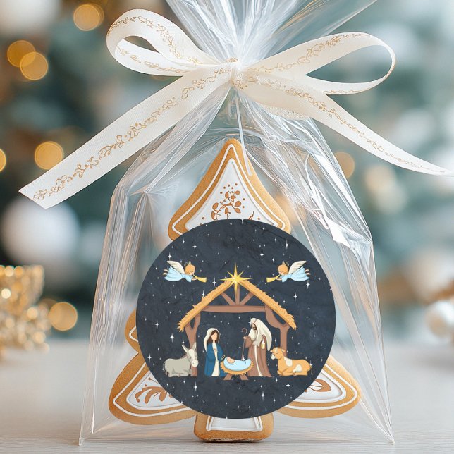 Nativity Christmas Classic Round Sticker (Nativity Christmas Sticker)