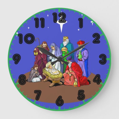 Nativity Christmas Clock with Numbers