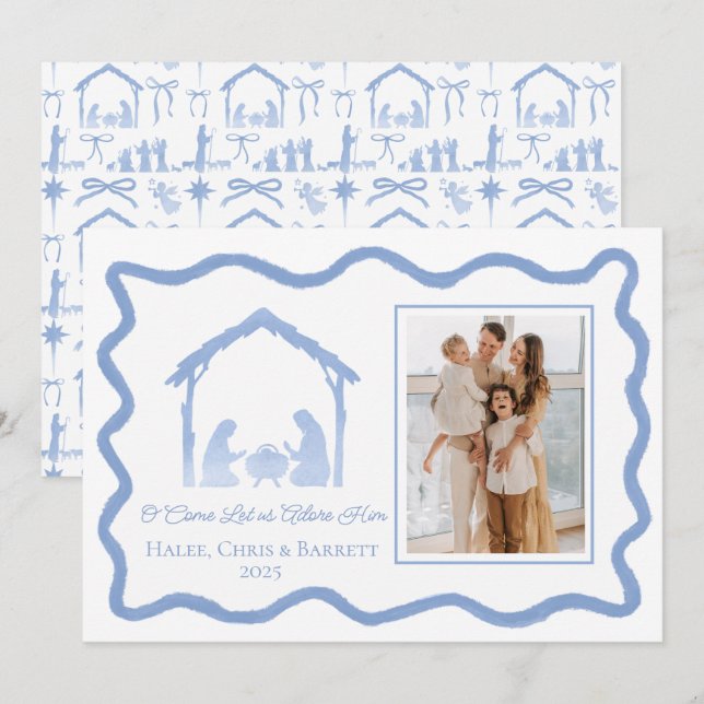 Nativity Christmas Greeting, Holiday Family Photo (Front/Back)