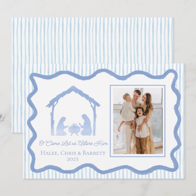 Nativity Christmas Greeting, Holiday Family Photo (Front/Back)