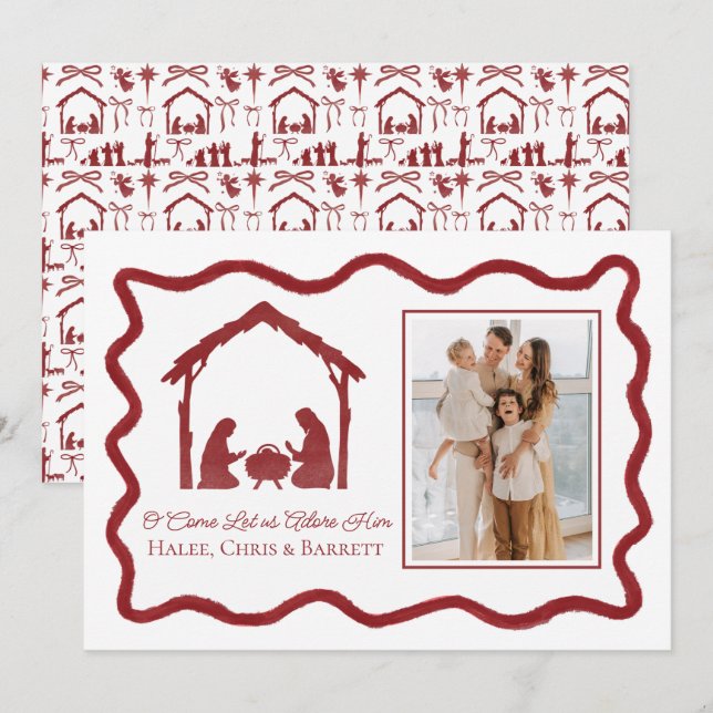 Nativity Christmas Greeting, Holiday Family Photo Card (Front/Back)