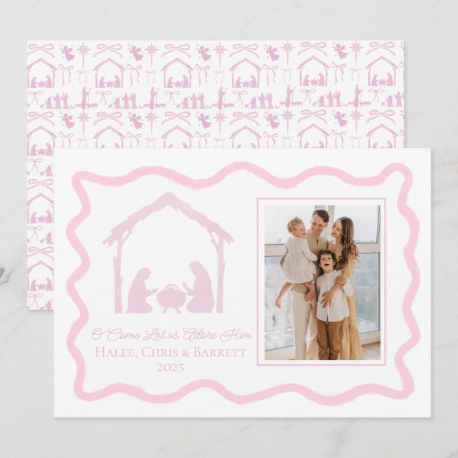 Nativity Christmas Greeting, Holiday Family Photo Card (Front/Back)