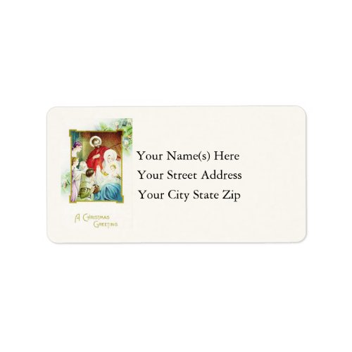 Nativity Christmas Greeting Vintage Address Label