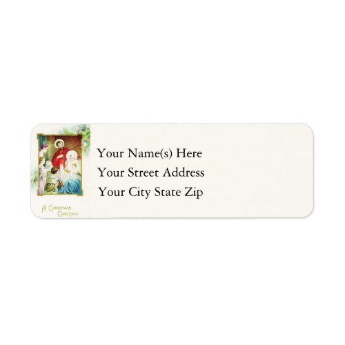 Nativity Christmas Greeting Vintage Address Label