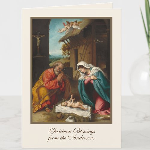 Nativity Christmas Jesus Virgin Mary St Joseph  Holiday Card