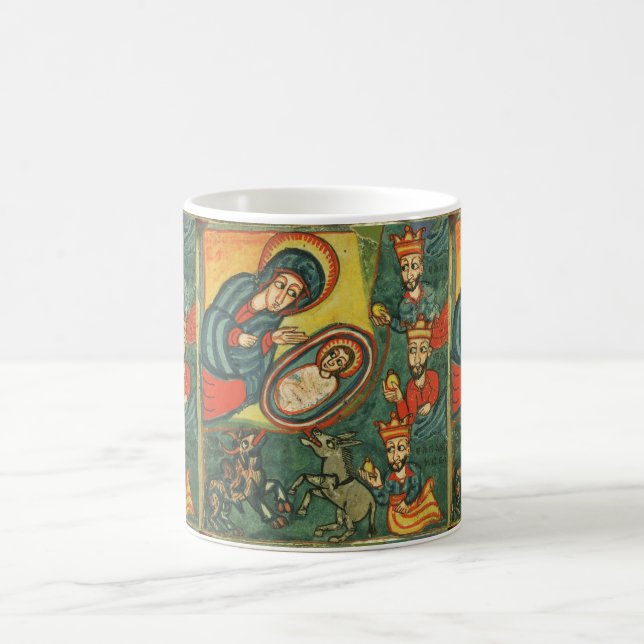 NATIVITY CHRISTMAS PARCHMENT ,ADORATION OF MAGI COFFEE MUG (Center)