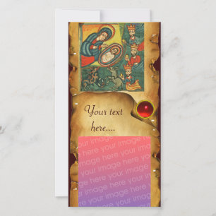 NATIVITY CHRISTMAS PARCHMENT / Adoration of Magi Holiday Card