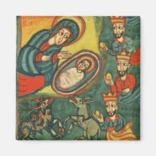 NATIVITY CHRISTMAS PARCHMENT ,ADORATION OF MAGI MAGNET