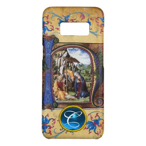 NATIVITY CHRISTMAS PARCHMENT BLUE GEM MONOGRAM Case_Mate SAMSUNG GALAXY S8 CASE