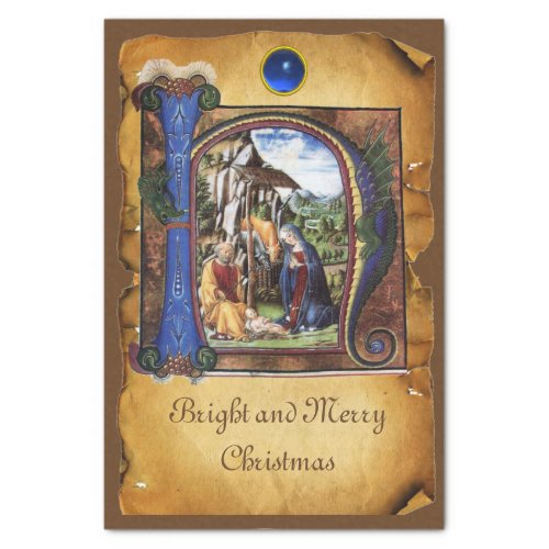 NATIVITY CHRISTMAS PARCHMENT MONOGRAM TISSUE PAPER