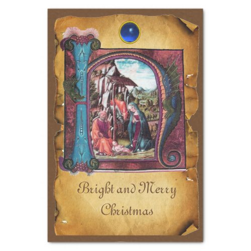 NATIVITY CHRISTMAS PARCHMENT MONOGRAM TISSUE PAPER