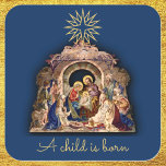 Nativity Christmas Religious Follow The Star Blue Square Sticker<br><div class="desc">Christmas Nativity Religious Holiday Greeting Card Sticker</div>