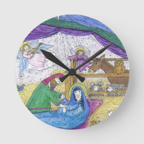 Nativity  Christmas Round Clock