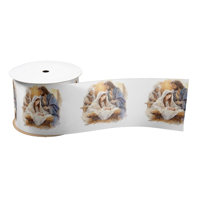 Nativity Christmas   Satin Ribbon (Spool)
