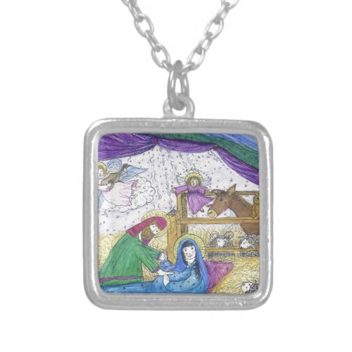 Nativity  Christmas Silver Plated Necklace