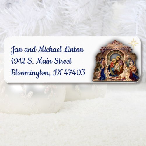 Nativity Christmas Star Personalize Return Address Label