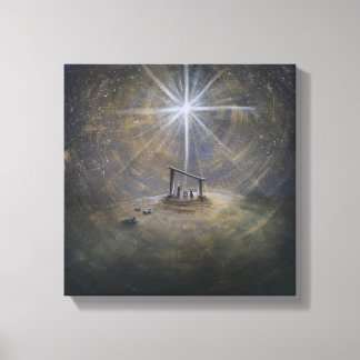 Nativity Christmas Star Wrapped Canvas Print