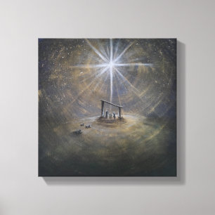 Nativity Christmas Star Wrapped Canvas Print