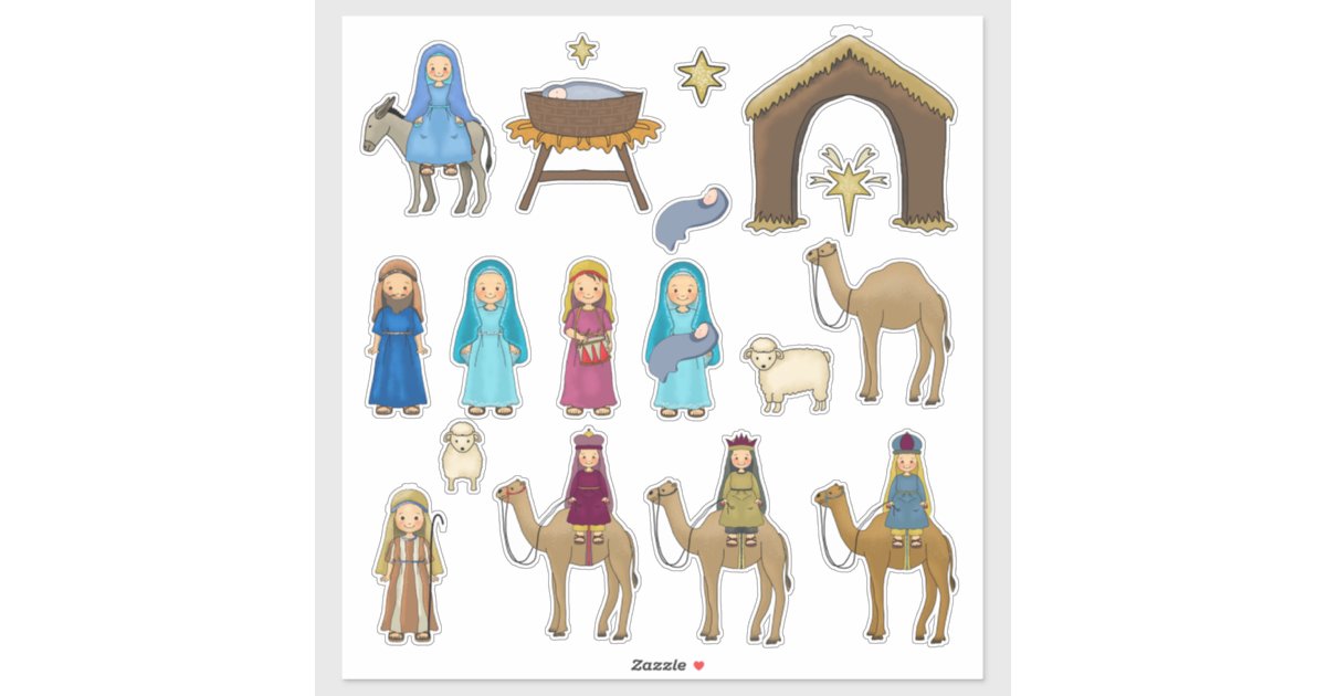 Nativity Christmas Stickers Zazzle