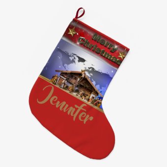 Nativity Christmas Stocking (12" x 20") | Zazzle